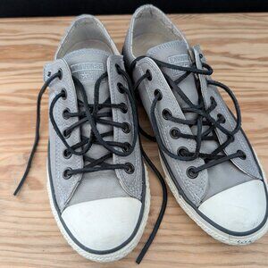 Gray Leather Low Top Chucks